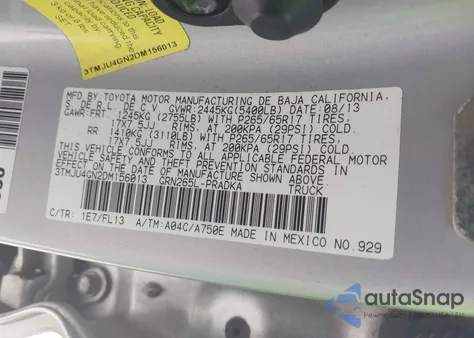 2013 Toyota Tacoma Prerunner V6 из США, поврежденный, VIN 3TMJU4GN2DM156013